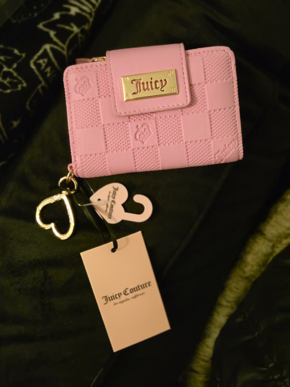 Juicy Couture Pink Quilted Mini Wallet with Heart Charm